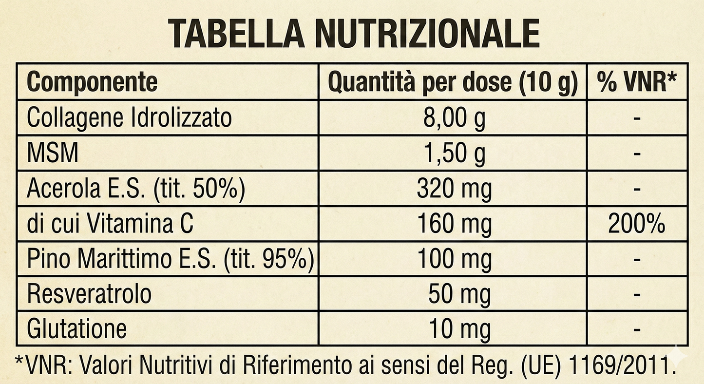 *FORMULAZIONE PREMIUM: Collagene Marino Idrolizzato Anti-Age con Acido Ialuronico, Glutatione, Polifenoli, Resveratrolo e Vitamina C - 120g (Gusto Esotico)