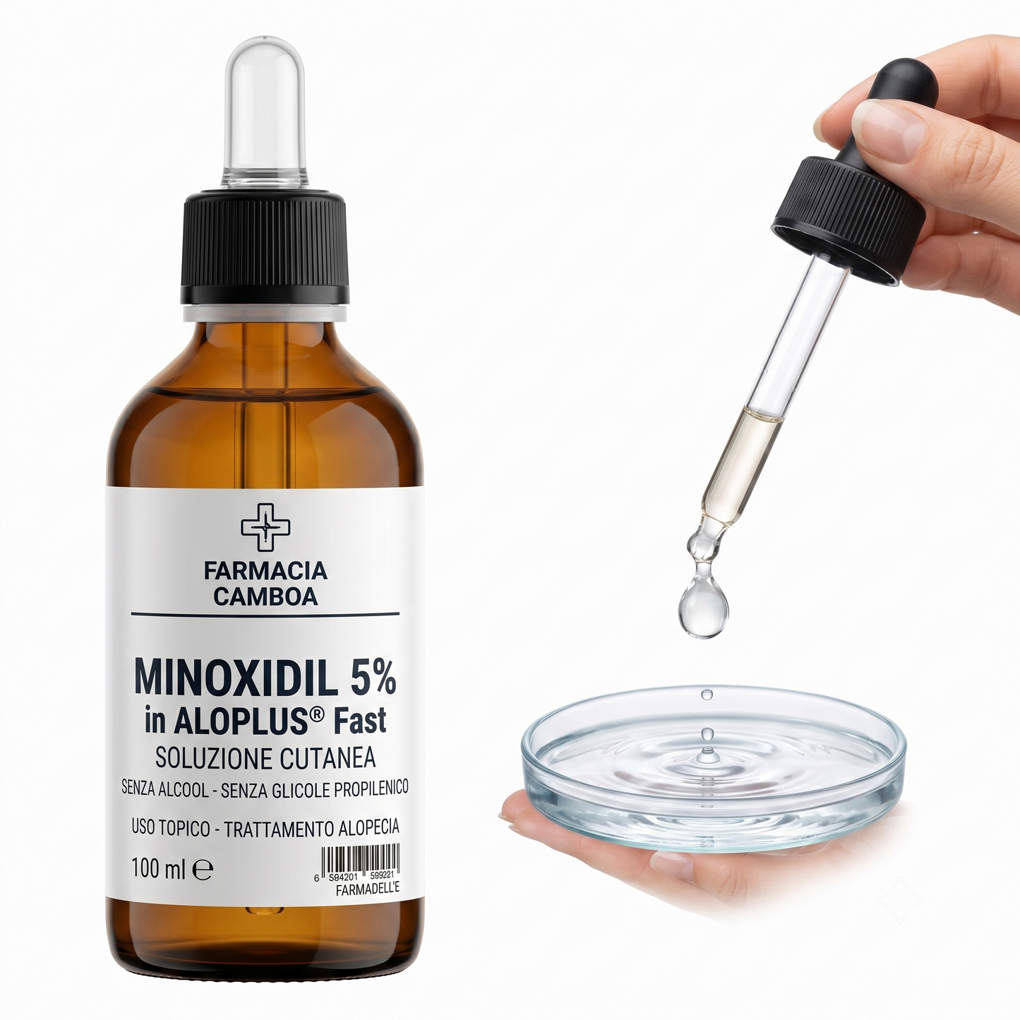 MINOXIDIL 5% IN ALOPLUS® FAST - SENZA ALCOOL E GLICOLE PROPILENICO