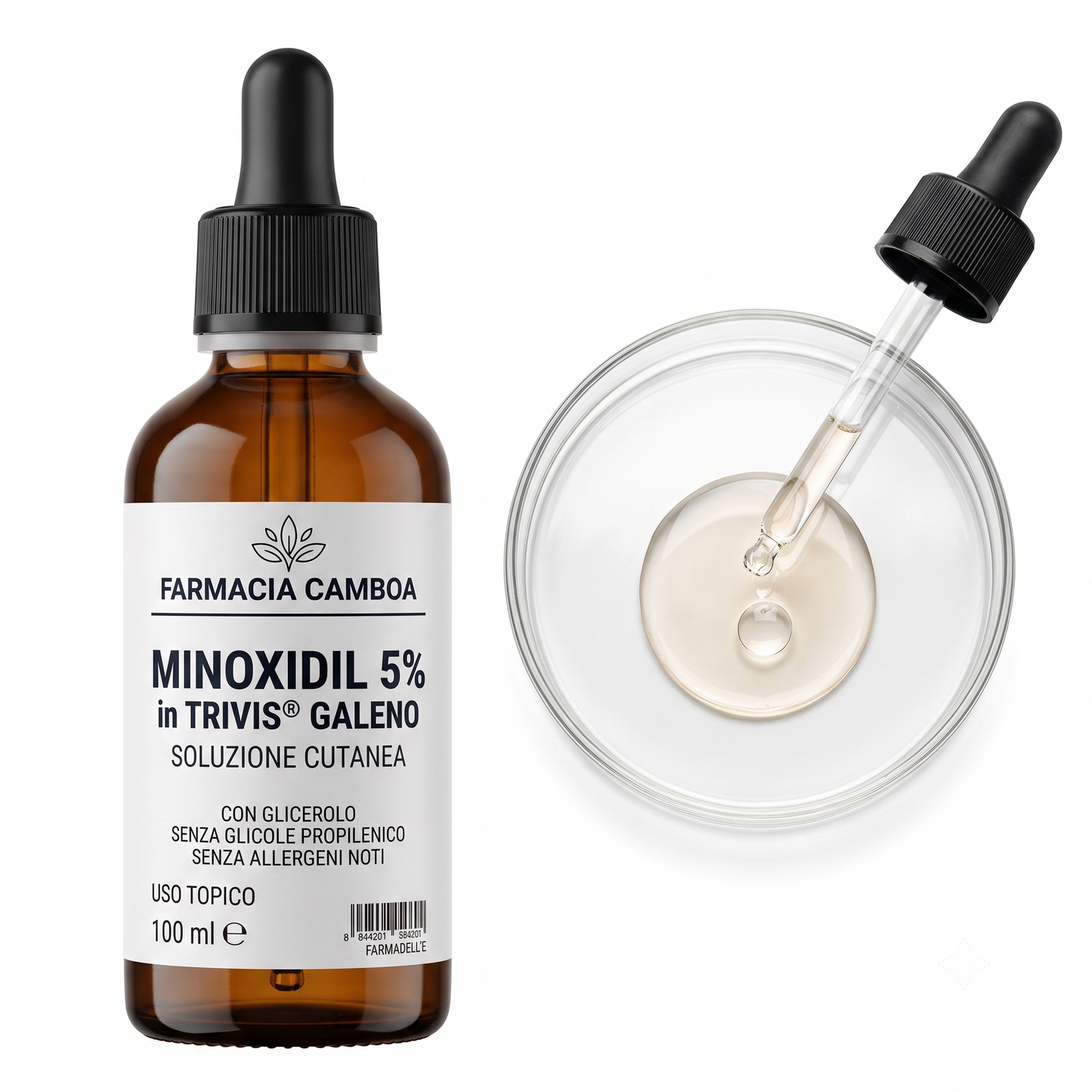 MINOXIDIL 5% IN TRIVIS GALENO® - CON GLICEROLO, SENZA GLICOLE PROPILENICO